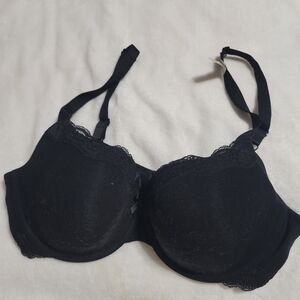 Ambrielle Black‎ Lace Trim Bra 38D NWT